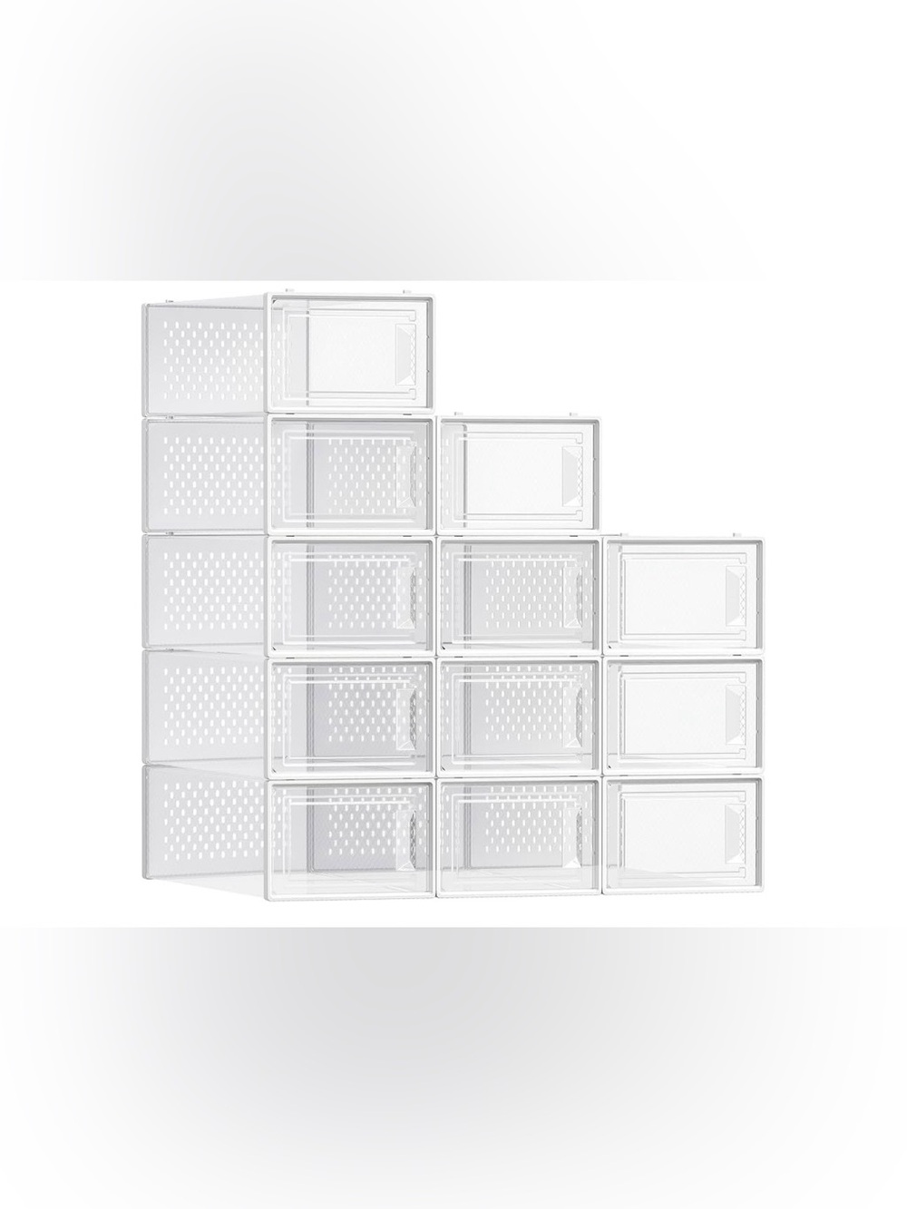 Stackable Clear Plastic Storage Shoe Boxes - White